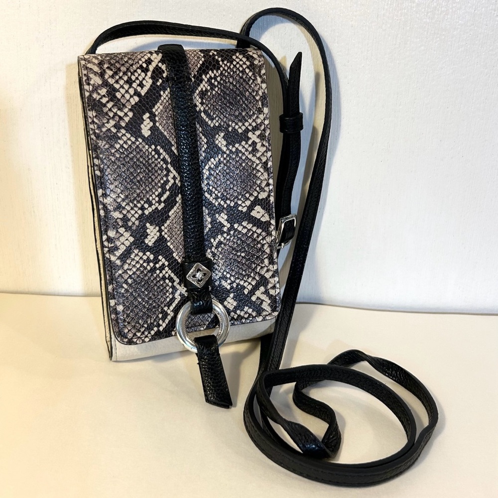 Brighton Toledo Python Print Leather Crossbody Ba… - image 1